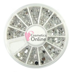 Carusel 3D pentru unghii C064 rotunde 900 buc Argintii 2-3mm